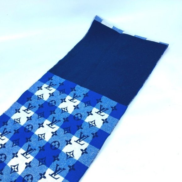 LOUIS VUITTON Echarpes Monogram Check Block fringe Scarf - Picture 8 of 9